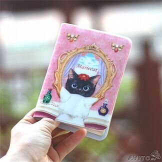 Обложка для паспорта зеркальная кошка
