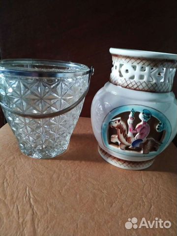 Семикаракорский фаянс ваза СССР, конфетница- Ведёр