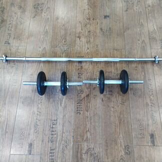 Штанга + гантели. Общий вес 18 кг