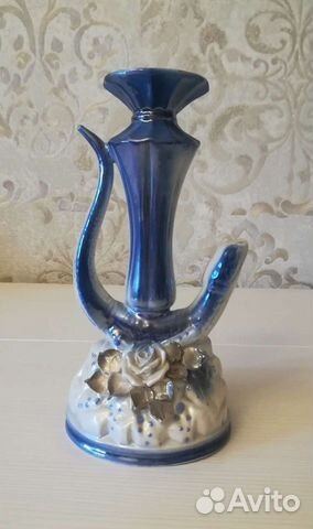 Подсвечник керамика под гжель