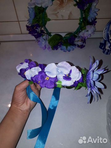 Венок и ободочек для волос ручной работы