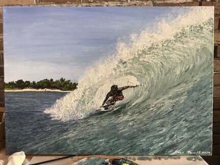 Картина маслом на холсте «Серфинг»