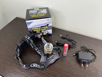 Фонарь налобный, светодиодный, аккумуляторный