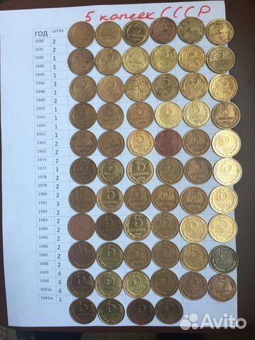 СССР 5-копеек 1930-1991гг