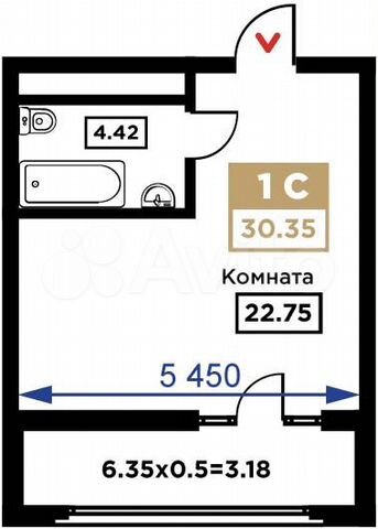Квартира-студия, 30,4 м², 8/21 эт.