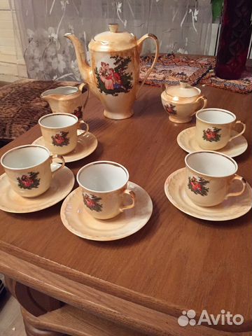 Кофейный перламутровый сервиз фарфор «Польша»