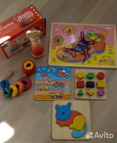 Деревянные игрушки развивашки и мягкие кубики