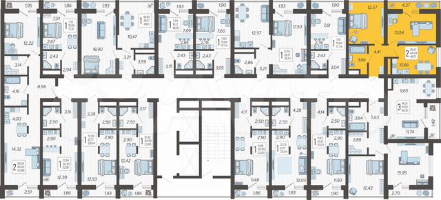 2-к. квартира, 48,7 м², 7/19 эт.