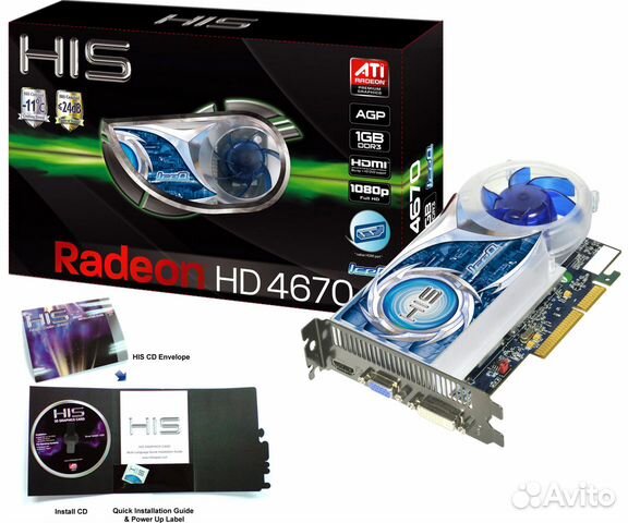 AGP видеокарта HIS Radeon HD4670