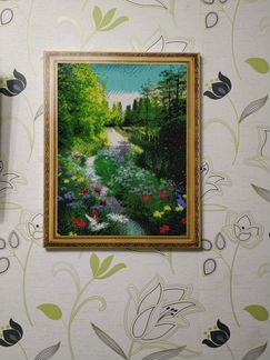 Алмазная мозайка: тропинка в лесу