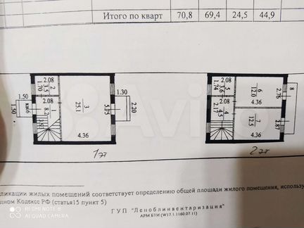 Таунхаус 70 м² на участке 1 сот.