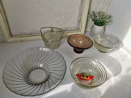 Ваза сахарница конфетница салатник стекло СССР, от