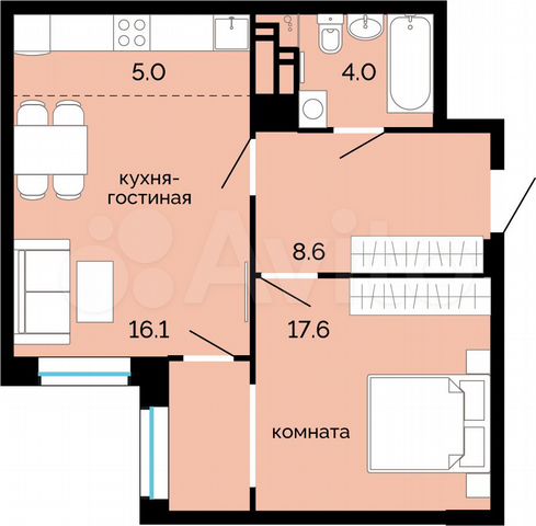 2-к. квартира, 51,3 м², 8/25 эт.