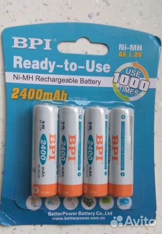 Аккумуляторы аа 2400 ман, новые, 4 штуки
