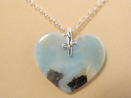 Комплект Амазонит-сердечки (подвеска + серьги)