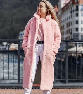 Шуба розовая натуральная