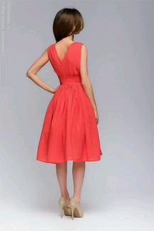 Платье новое шифоновое, коралловое