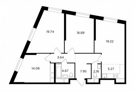 4-к квартира, 93.6 м², 16/30 эт.