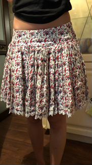 Юбка летняя на резинке белая в цветочек размер s