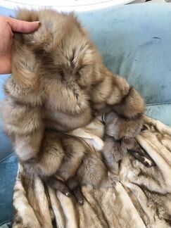 Норковая шуба с капюшоном из соболя