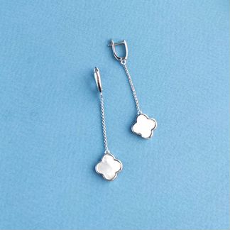 Серьги перламутр цепочка длинные