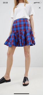 Юбка ASOS в клеточку с воланом