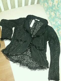 Новый черный кружевной жакет пиджак