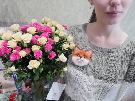 Брошка лисичка ручной работы