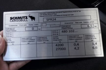 Табличка наклейка прицеп Schmitz