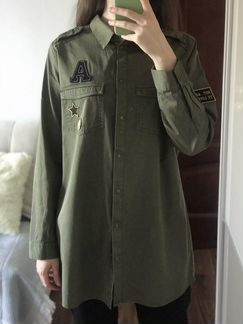 Рубашка зелёная оверсайз