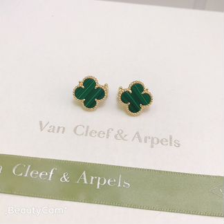 Серьги золото 750 пробы и малахит Van Cleef