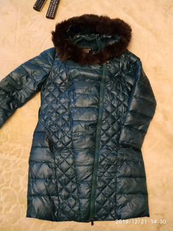 Пуховик цвета морской волны, 44-46