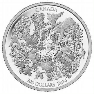 Канада 2014 200 долларов фауна Леса серебро