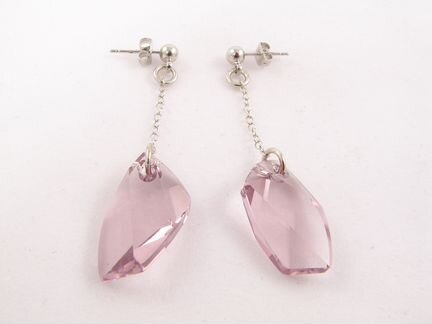 Серьги Аметистовые кристаллы Сваровски