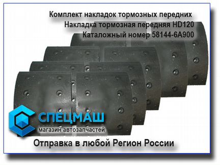 Комплект накладок тормозных передних Хендай HD120