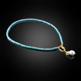 Колье с подвеской. Бирюза и нат. жемчуг