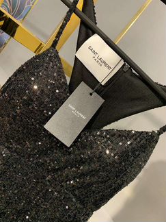 Платье в паетках Saint Laurent