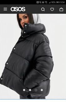 Пуховик экокожа ASOS XS-S