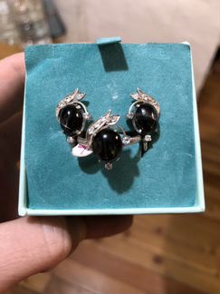 Серебрянный комплект с черным ониксом