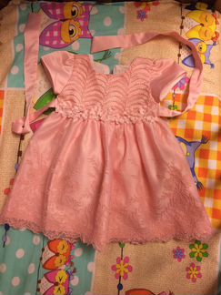 Платье розовое 12-18-24 месяца нарядное