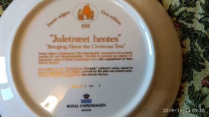 Тарелка Рождество, Дания Royal Copenhagen