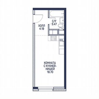Апартаменты-студия, 26.4 м², 16/22 эт.