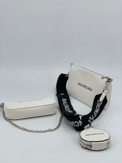 Новая женская сумка из кожи 3 в 1 белая Balenciaga