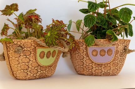 Кашпо глиняное сумка прованс