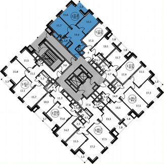 2-к квартира, 61.2 м², 14/17 эт.