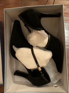 Туфли замшевые черные р.37,5 (Италия)