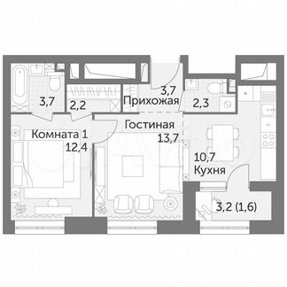 2-к квартира, 50.3 м², 9/29 эт.