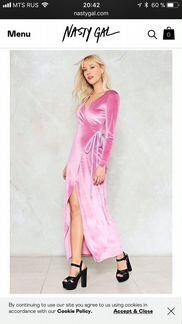 Платье халат с запахом бархат розовое XXS XS S