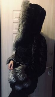 Шуба «автоледи», лобики норки с чернобуркой