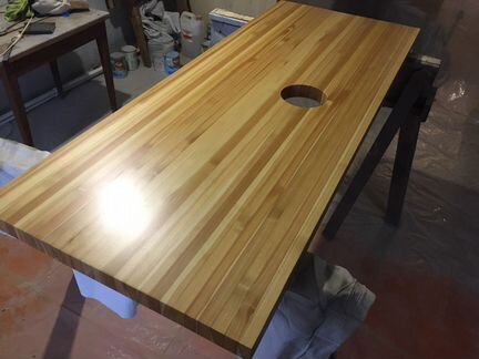 Столешница из дерева в ванную